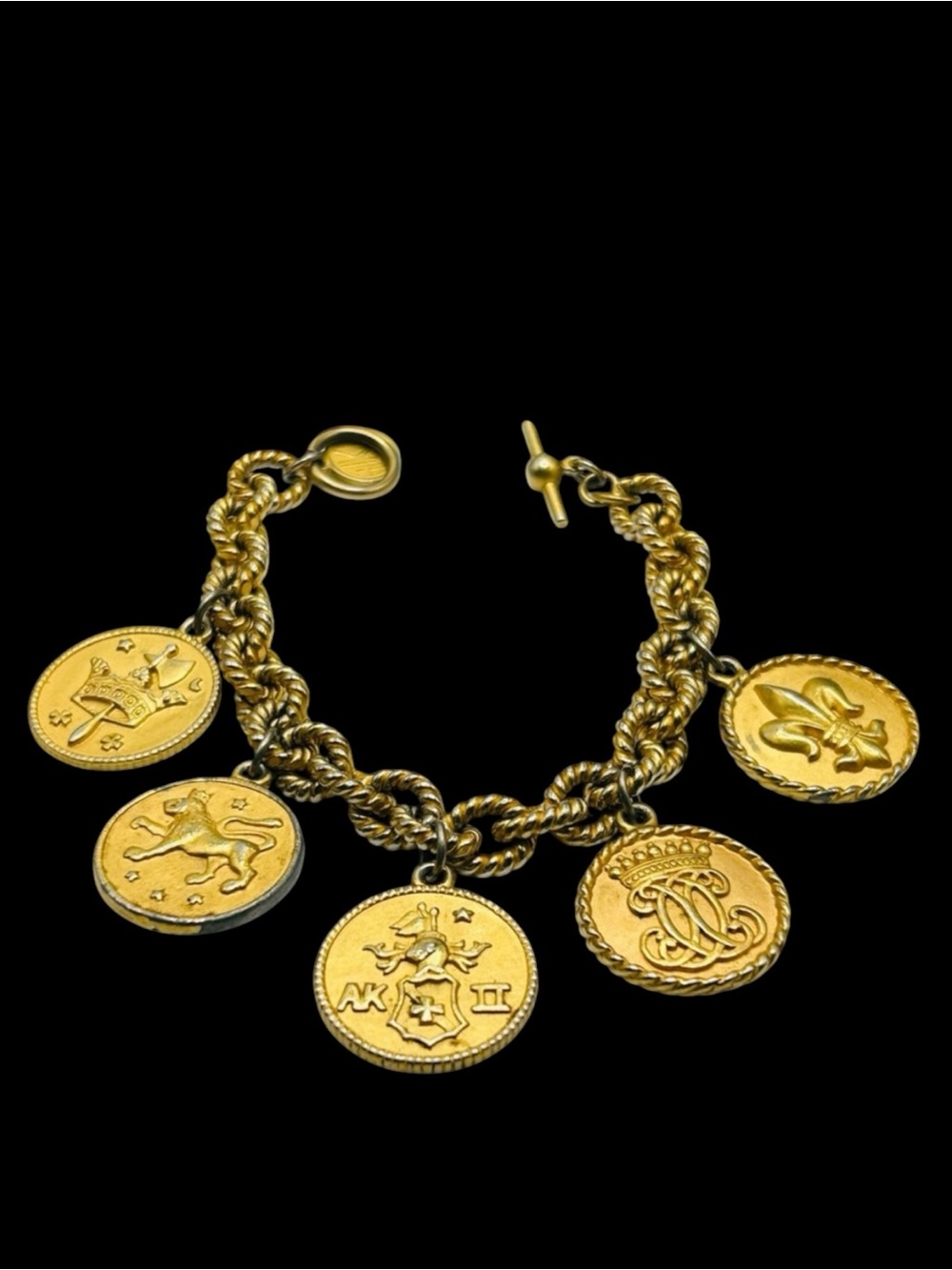 Vintage Anne Klein Heraldic Coin Charm Bracelet Price Firm